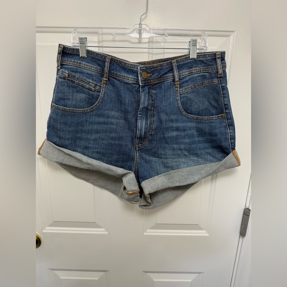 Anthropologie Pilcro Jeans Shorts Size 32 Dark Wash Cuffed Summer Comfy Casual